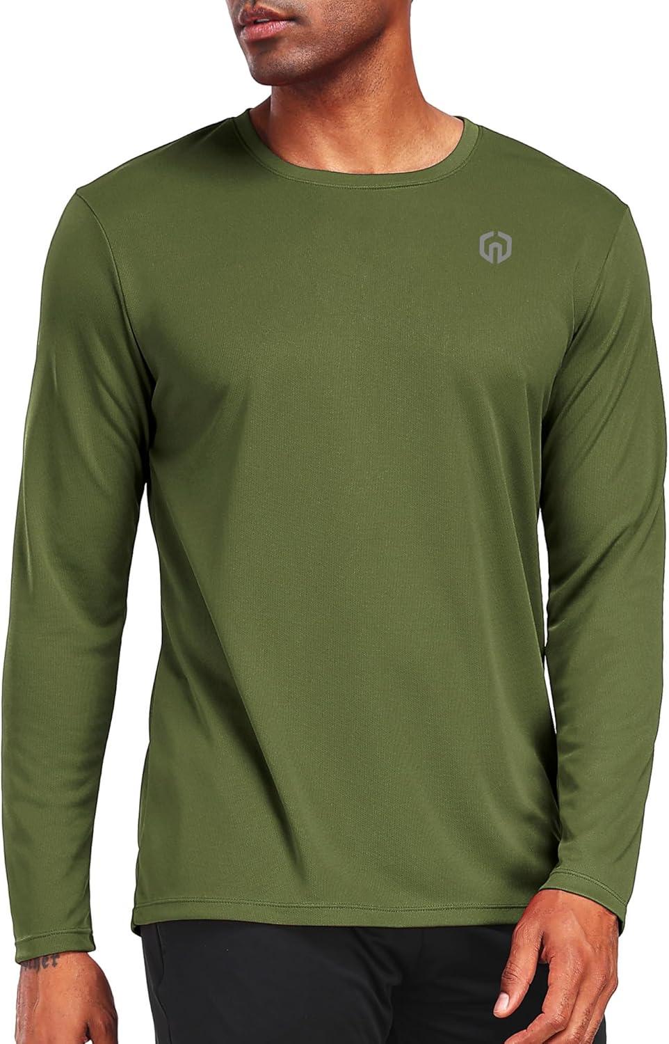 imageNELEUS Mens Workout Long Sleeve Running Shirts Mesh Fishing Hiking TShirtsHoodedCrewneck BlackNavy BlueGreen 3 Pack