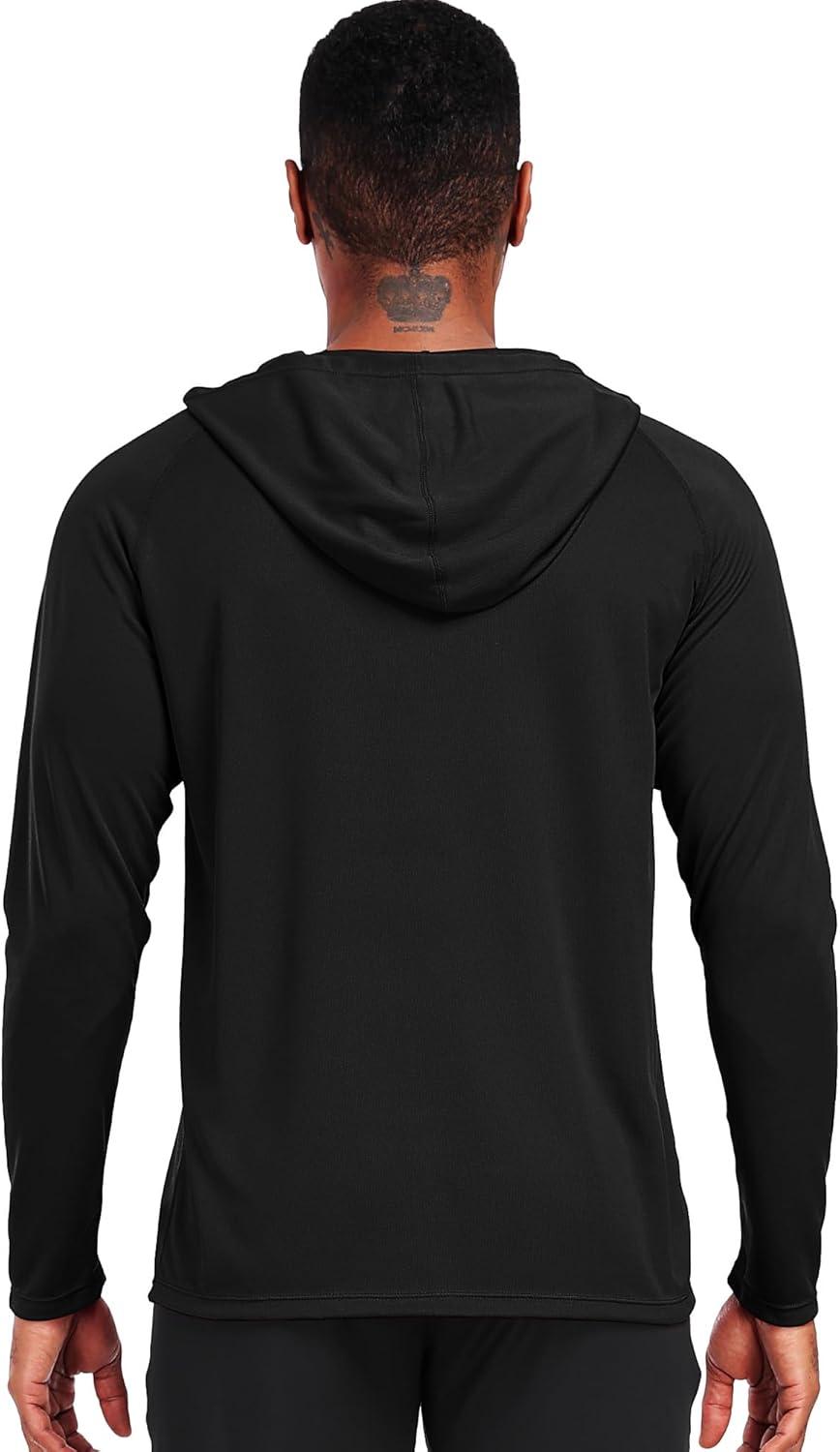 imageNELEUS Mens Workout Long Sleeve Running Shirts Mesh Fishing Hiking TShirtsHoodedHooded BlackBlackBlack 3 Pack