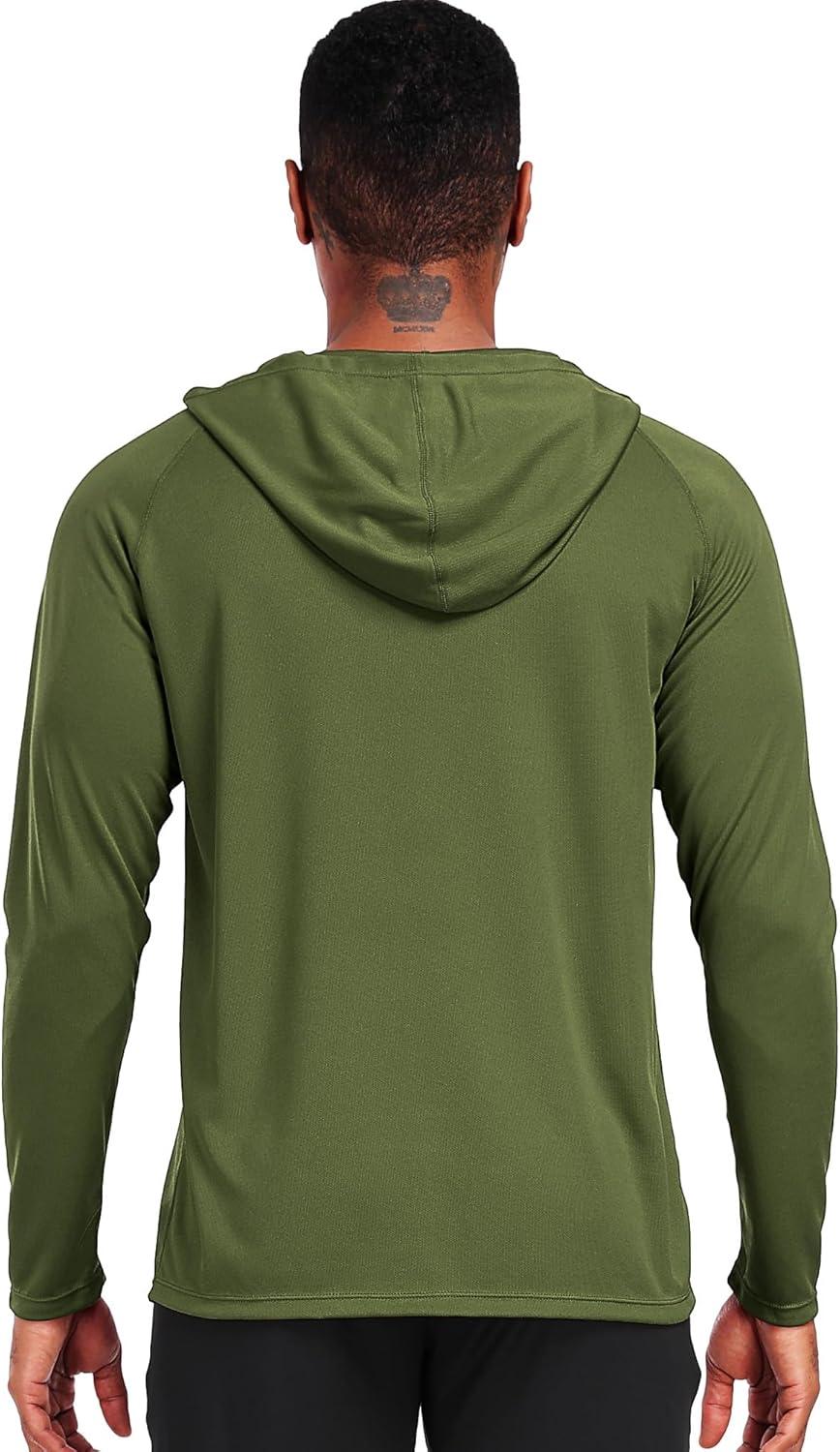 imageNELEUS Mens Workout Long Sleeve Running Shirts Mesh Fishing Hiking TShirtsHoodedHooded BlackGreyGreen 3 Pack