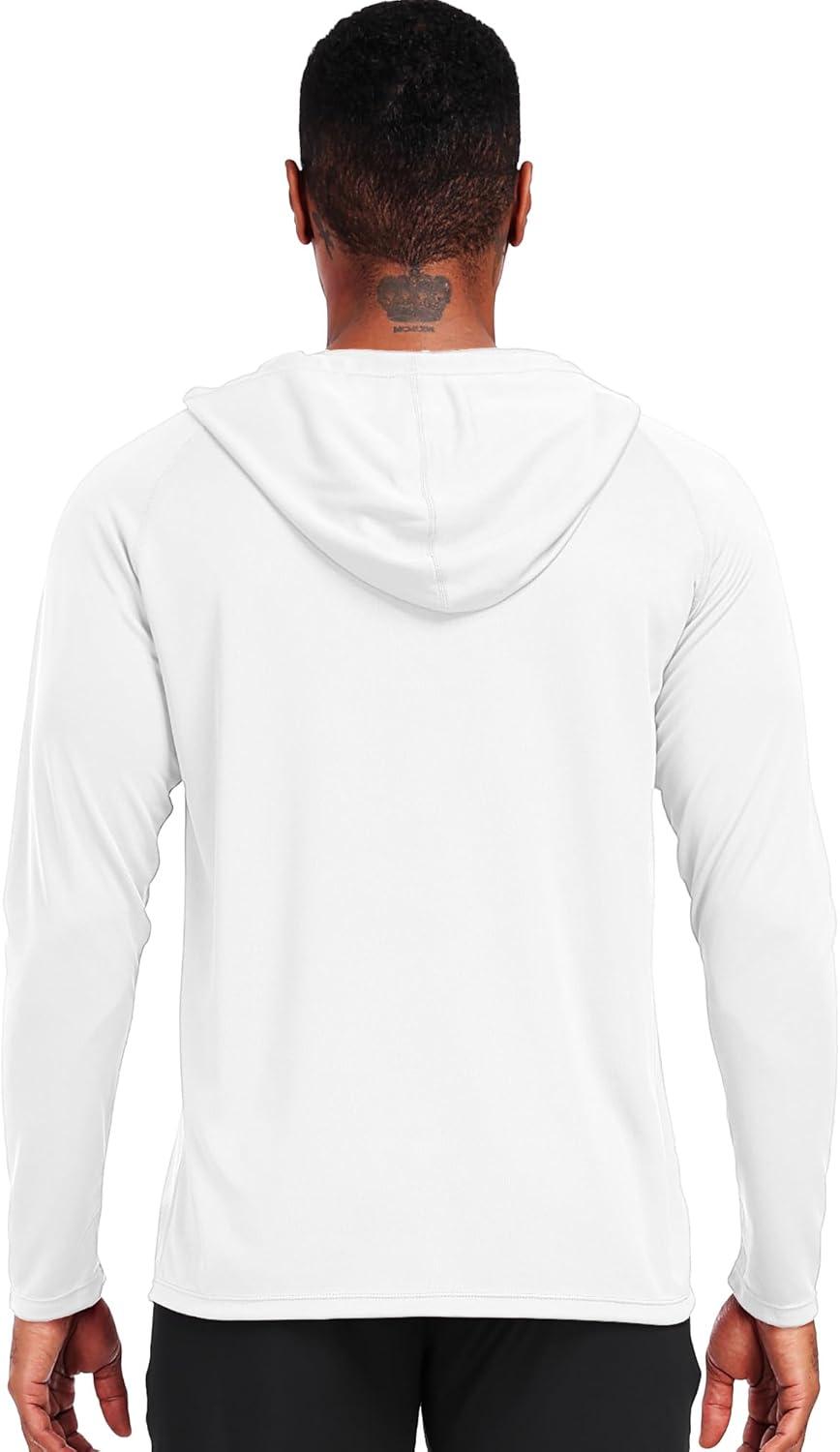 imageNELEUS Mens Workout Long Sleeve Running Shirts Mesh Fishing Hiking TShirtsHoodedHooded BlackGreyWhite 3 Pack