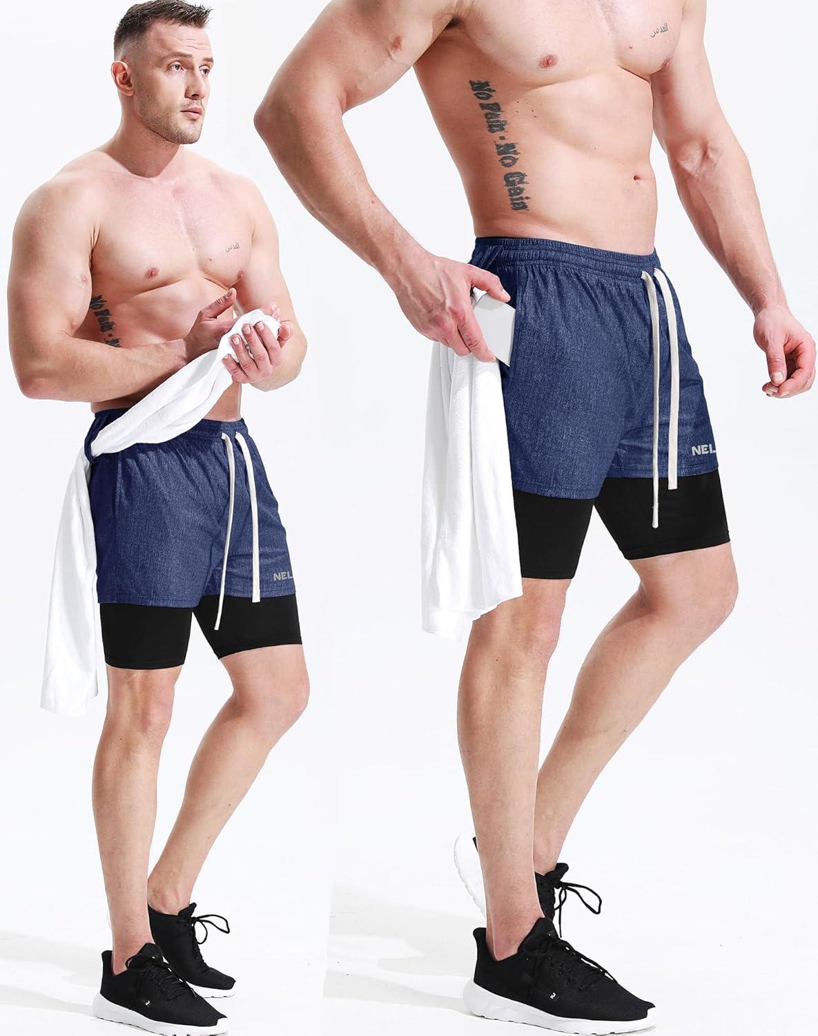 imageNELEUS mens Soft6071 Olive Green dark Blue 2 Pack