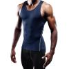 imageNELEUS Mens 3 Pack Dry Fit Compression Tank Top01 3 Packnavy Blue grey red