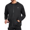 imageNELEUS Mens FullZip Athletic Jacket with Hoodies Workout Long Sleeve Fishing Hiking Performance Shirt901 Pack of 1 Black