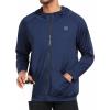 imageNELEUS Mens FullZip Athletic Jacket with Hoodies Workout Long Sleeve Fishing Hiking Performance Shirt901 Pack of 1 Navy Blue