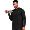 imageNELEUS Mens Workout Long Sleeve Running Shirts Mesh Fishing Hiking TShirtsHoodedHooded BlackBlackBlack 3 Pack