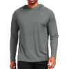 imageNELEUS Mens Workout Long Sleeve Running Shirts Mesh Fishing Hiking TShirtsHoodedHooded BlackGreyWhite 3 Pack