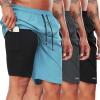 imageNELEUS 2 in 1 Men 9quot Dry Fit Athletic Bermuda Workout Shorts for Basketball Beach Casual6155 BlackGreyBlue 3 Pack