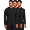 imageNELEUS Mens Workout Long Sleeve Running Shirts Mesh Fishing Hiking TShirtsHoodedHooded BlackBlackBlack 3 Pack