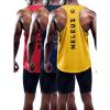 imageNELEUS Mens Workout Running Tank Top Sleeveless Gym Athletic Shirts5031 3 Pack Red yellow navy