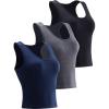 imageNELEUS Womens Running Crop Tank Tops Dry Fit Workout Athletic Crop Shirts Pack of 38080 BlackDark GreyNavy Blue 3 Pack