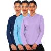 imageNELEUS Womens Sun Protection Running Shirts Workout Athletic Shirts with Hoods2651 Navy BlueBluePurple 3 Pack