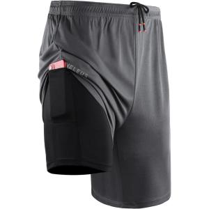 imageNELEUS 2 in 1 Athletic Shorts for Men 9quot Dry Fit Workout Running Shorts with Pockets6150 Grey 1 Pack
