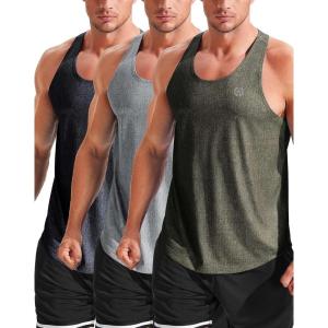 imageNELEUS Mens Gym Workout Running Tank Top Sleeveless Athletic Shirts81 Dark GreyLight GreyOlive Green 3 Pack