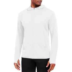 imageNELEUS Mens Workout Fishing Shirts UPF 50 Light Jacket Full Zip Sun Protection Long Sleeve Hoodie for Men Hiking5620 Pack of 1 White