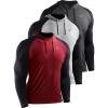 imageNELEUS Mens Dry Fit Athletic Shirt Workout Running Long Sleeve Shirts with Hoods5102 Dark GreyRedLight Grey 3 Pack
