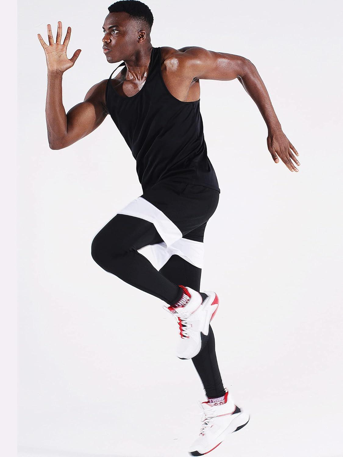 imageNELEUS Mens 3 Pack Dry Fit YBack Muscle Tank Top5097 BlackBlackBlack 3 Pack