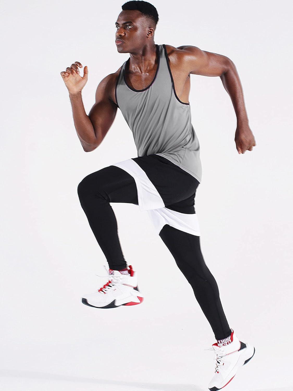 imageNELEUS Mens 3 Pack Dry Fit YBack Muscle Tank Top5097 BlackGreyWhite 3 Pack