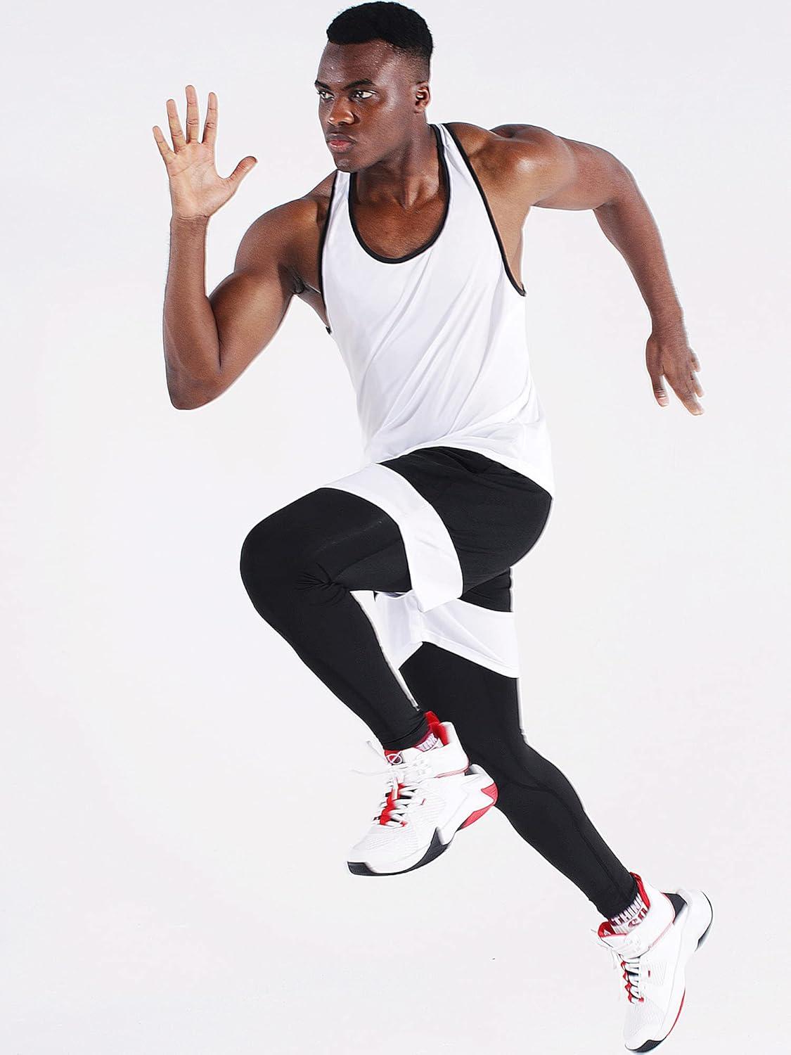 imageNELEUS Mens 3 Pack Dry Fit YBack Muscle Tank Top5097 WhiteWhiteWhite 3 Pack