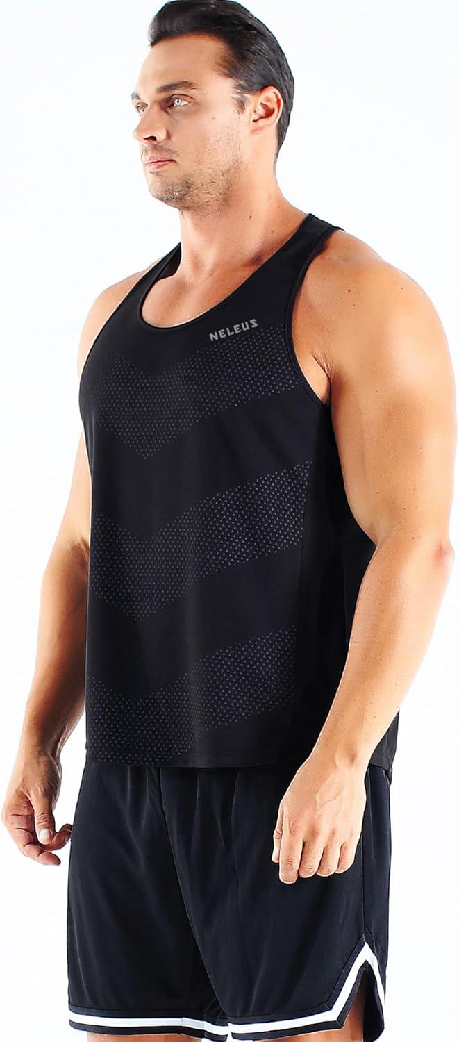 imageNELEUS Mens 3 Pack Dry Fit YBack Muscle Tank Top5161 BlackBlackBlack