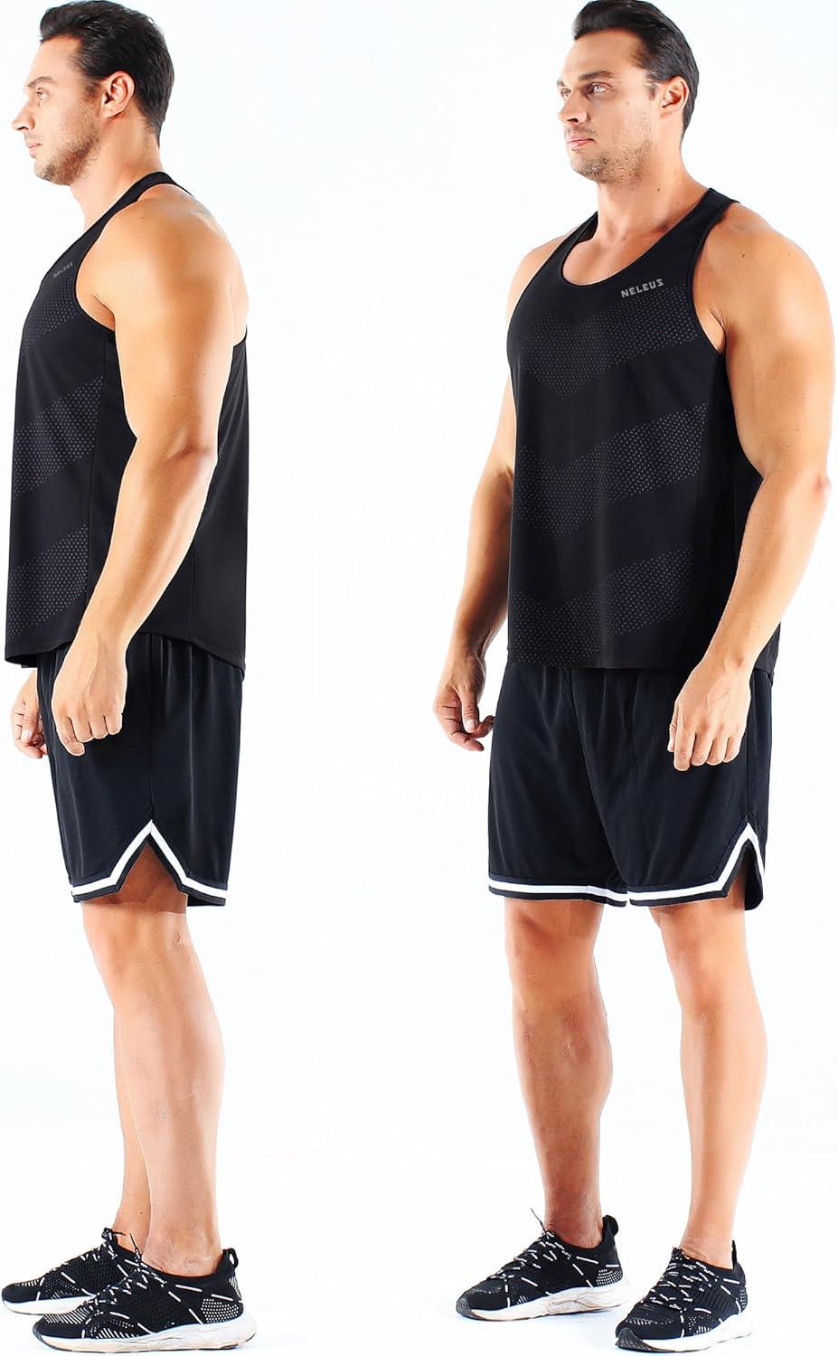 imageNELEUS Mens 3 Pack Dry Fit YBack Muscle Tank Top5161 BlackBlackBlack