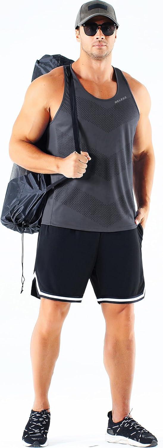 imageNELEUS Mens 3 Pack Dry Fit YBack Muscle Tank Top5161 BlackGreyBlue