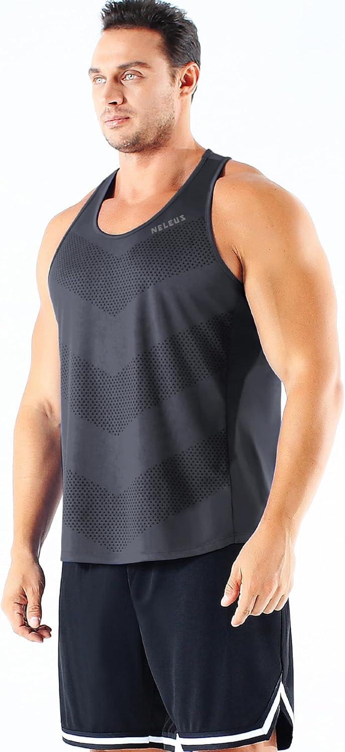imageNELEUS Mens 3 Pack Dry Fit YBack Muscle Tank Top5161 BlackGreyNavy Blue