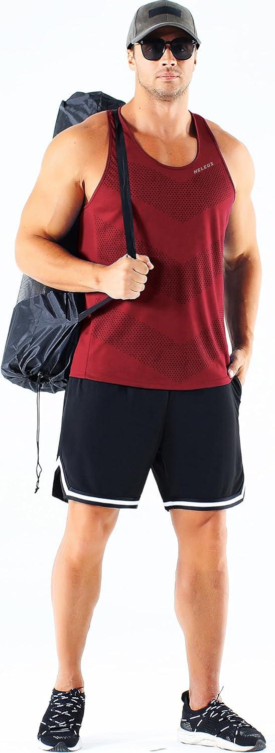 imageNELEUS Mens 3 Pack Dry Fit YBack Muscle Tank Top5161 BlackGreyRed