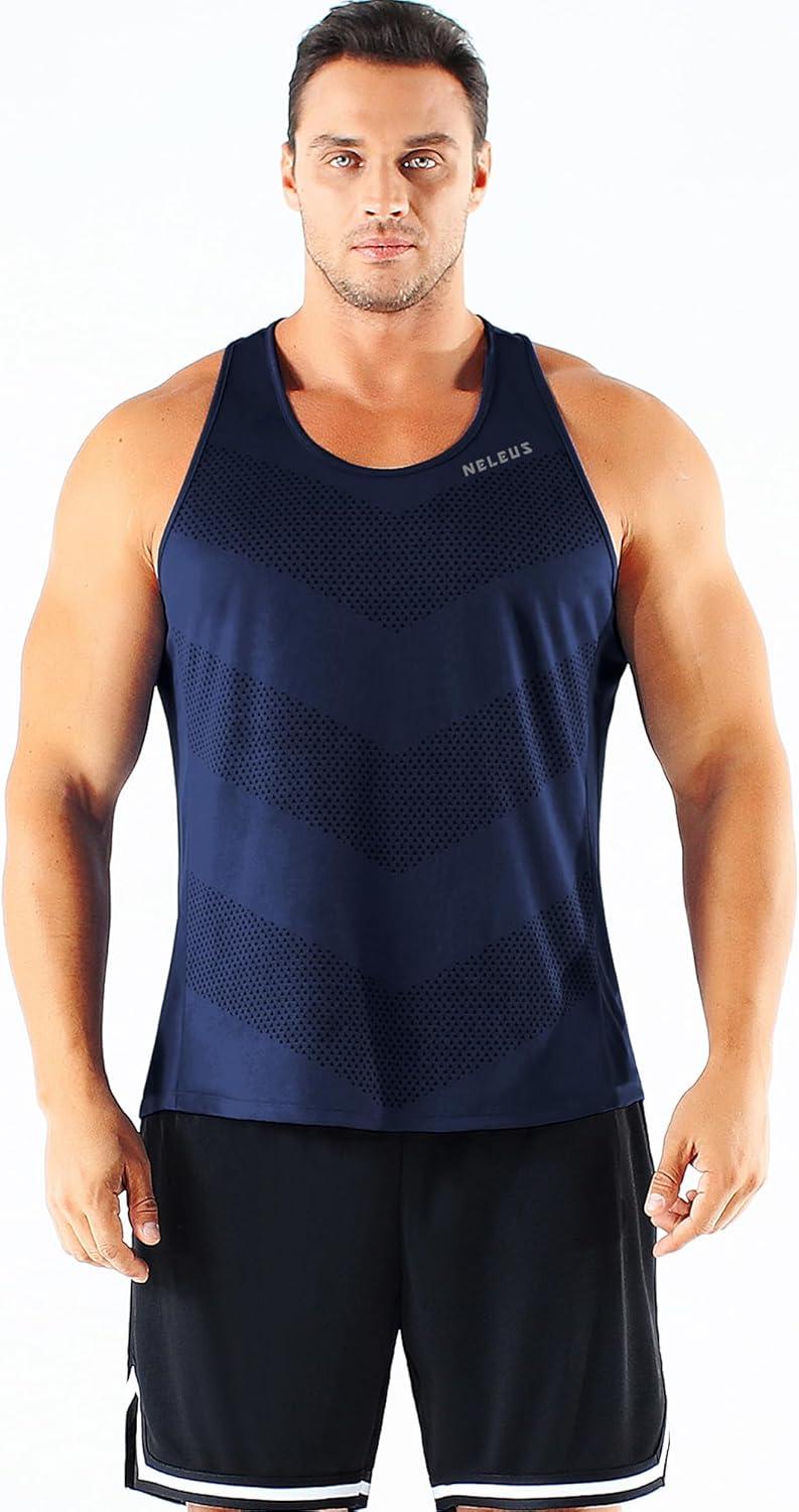 imageNELEUS Mens 3 Pack Dry Fit YBack Muscle Tank Top5161 RedOlive GreenNavy Blue