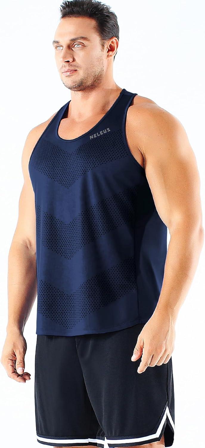 imageNELEUS Mens 3 Pack Dry Fit YBack Muscle Tank Top5161 RedOlive GreenNavy Blue