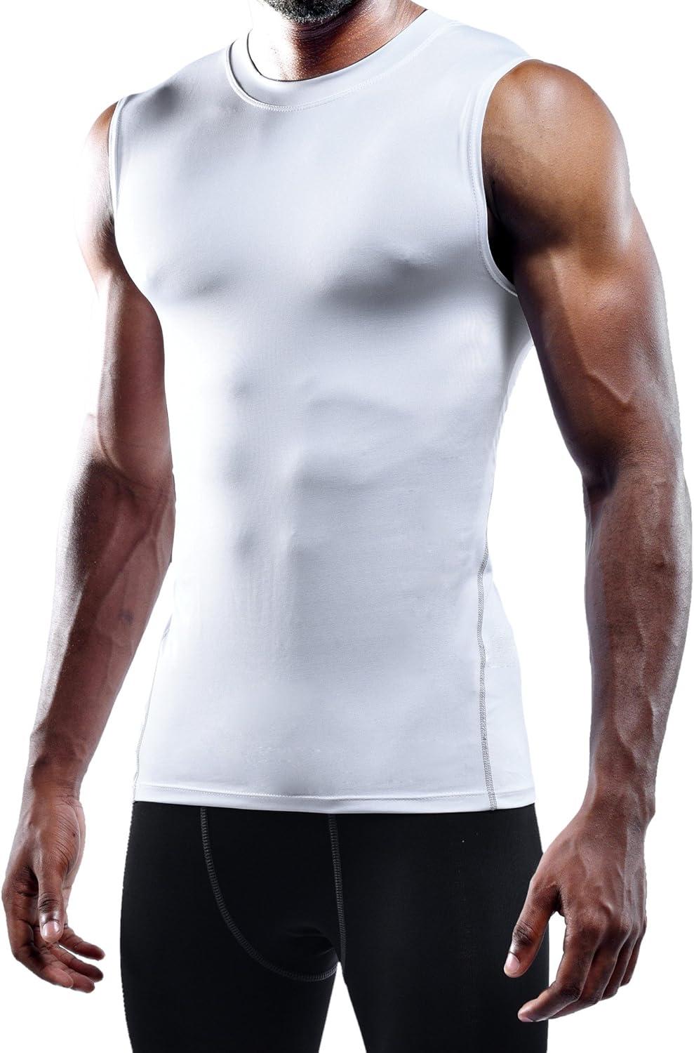 imageNELEUS Mens 3 Pack Dry Fit YBack Muscle Tank Top803 WhiteWhiteWhite 3 Pack