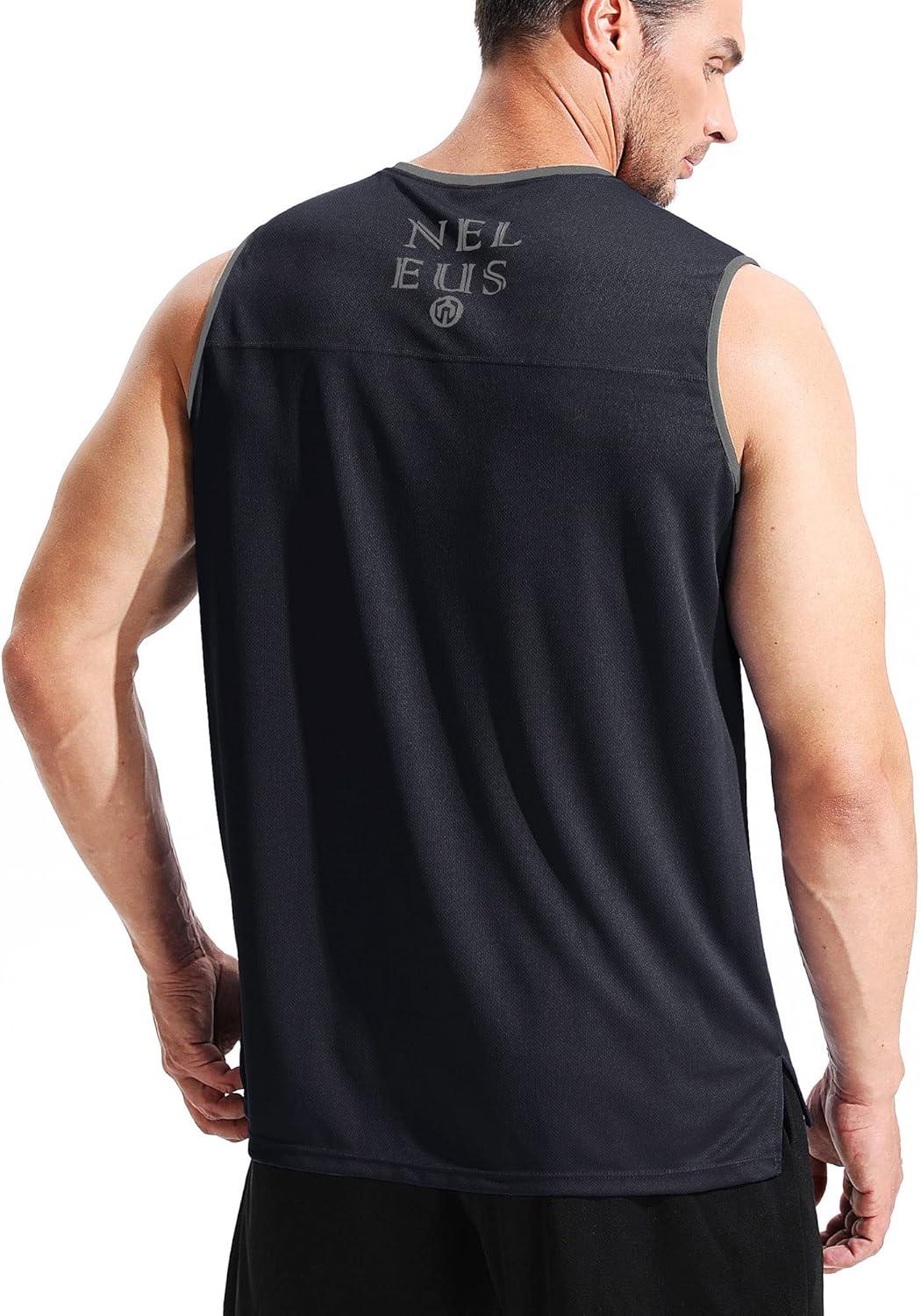 imageNELEUS Mens 3 Pack Dry Fit YBack Muscle Tank TopVneck BlackGreyRed  3 Pack