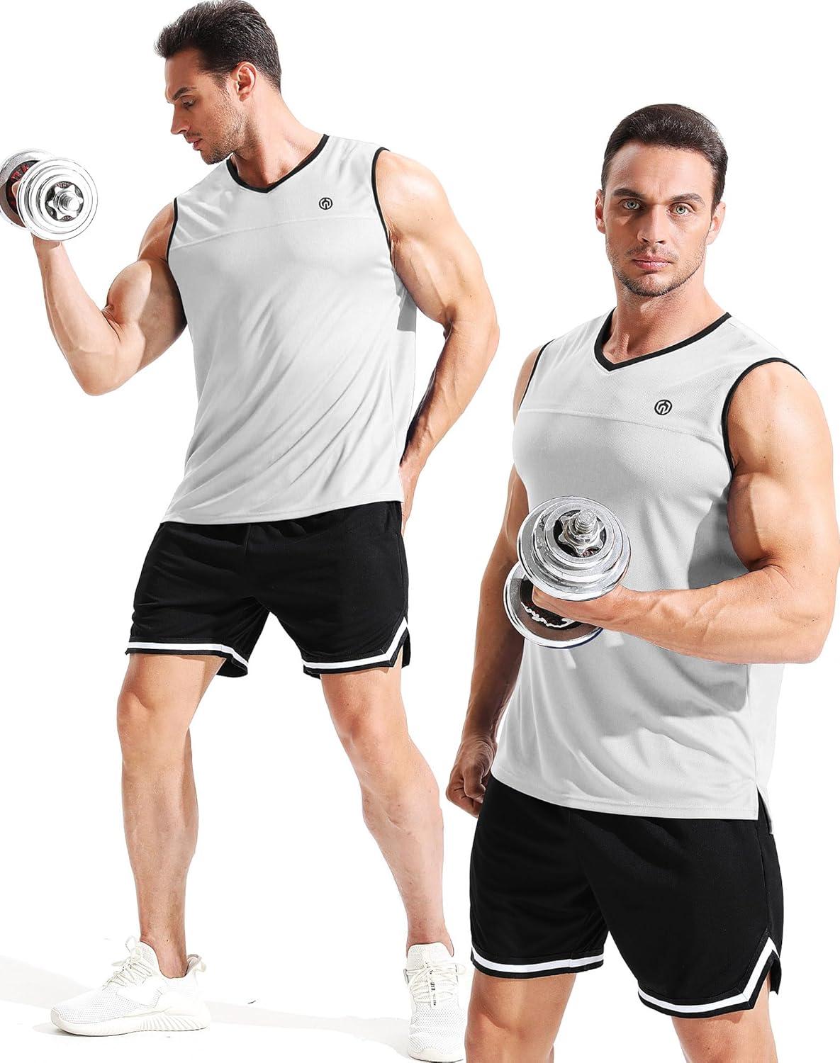 imageNELEUS Mens 3 Pack Dry Fit YBack Muscle Tank TopVneck BlackGreyWhite  3 Pack