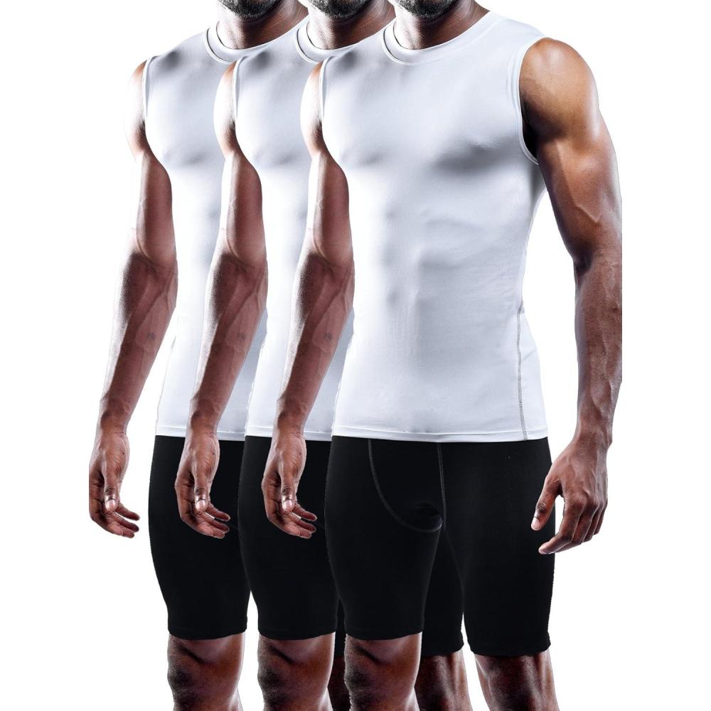 imageNELEUS Mens 3 Pack Dry Fit YBack Muscle Tank Top803 WhiteWhiteWhite 3 Pack