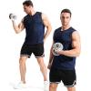 imageNELEUS Mens 3 Pack Dry Fit YBack Muscle Tank TopVneck BlackGreyNavy Blue  3 Pack