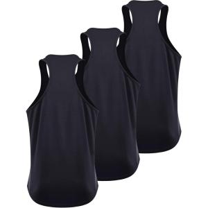 imageNELEUS Mens 3 Pack Dry Fit YBack Muscle Tank Top5161 BlackBlackBlack