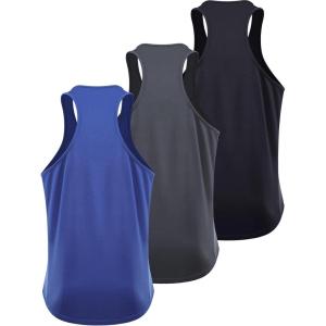 imageNELEUS Mens 3 Pack Dry Fit YBack Muscle Tank Top5161 BlackGreyBlue