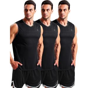 imageNELEUS Mens 3 Pack Dry Fit YBack Muscle Tank TopVneck BlackBlackBlack  3 Pack