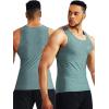imageNELEUS Mens 3 Pack Athletic Compression Under Base Layer Sport Tank Top5074 Light GreyNavyLight Green 3 Pack