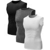 imageNELEUS Mens 3 Pack Athletic Compression Under Base Layer Sport Tank Top803 BlackGreyWhite 3 Pack