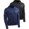 imageNELEUS Mens FullZip Athletic Jacket with Hoodies Workout Long Sleeve Fishing Hiking Performance Shirt Pack of 2 901BlackNavy BlueUS M