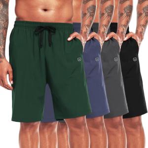 imageNELEUS 9quot Mens Dry Fit Athletic Workout Shorts for Running Basketball Beach Casual6009 Black grey navy Blue green 4 Pack
