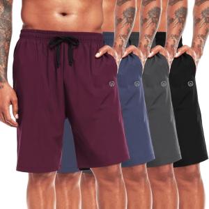 imageNELEUS 9quot Mens Dry Fit Athletic Workout Shorts for Running Basketball Beach Casual6009 Black grey navy Blue red 4 Pack