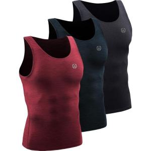 imageNELEUS Mens 3 Pack Athletic Compression Under Base Layer Sport Tank Top5074 Black GreySlate GrayRed 3 Pack