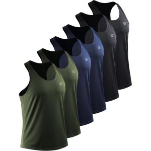 imageNELEUS Mens 3 Pack Running Tank Top Dry Fit YBack Athletic Workout Tank Tops6 PackBlack2pcs navy2pcs olive Green2pcs