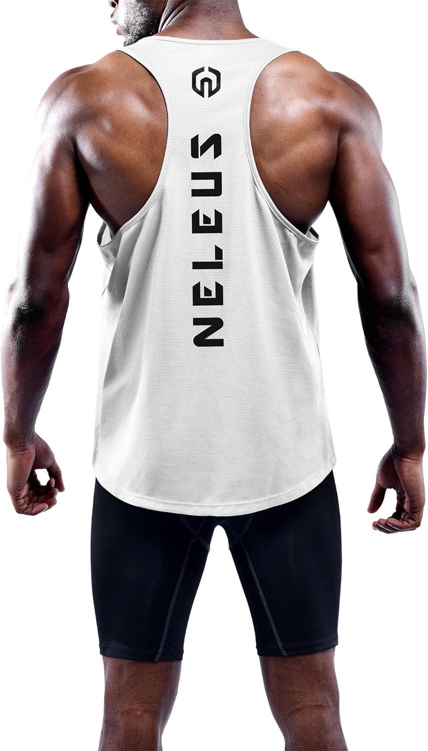 imageNELEUS Mens 3 Pack Dry Fit YBack Muscle Tank Workout Gym Shirt5031 3 Pack Black grey white