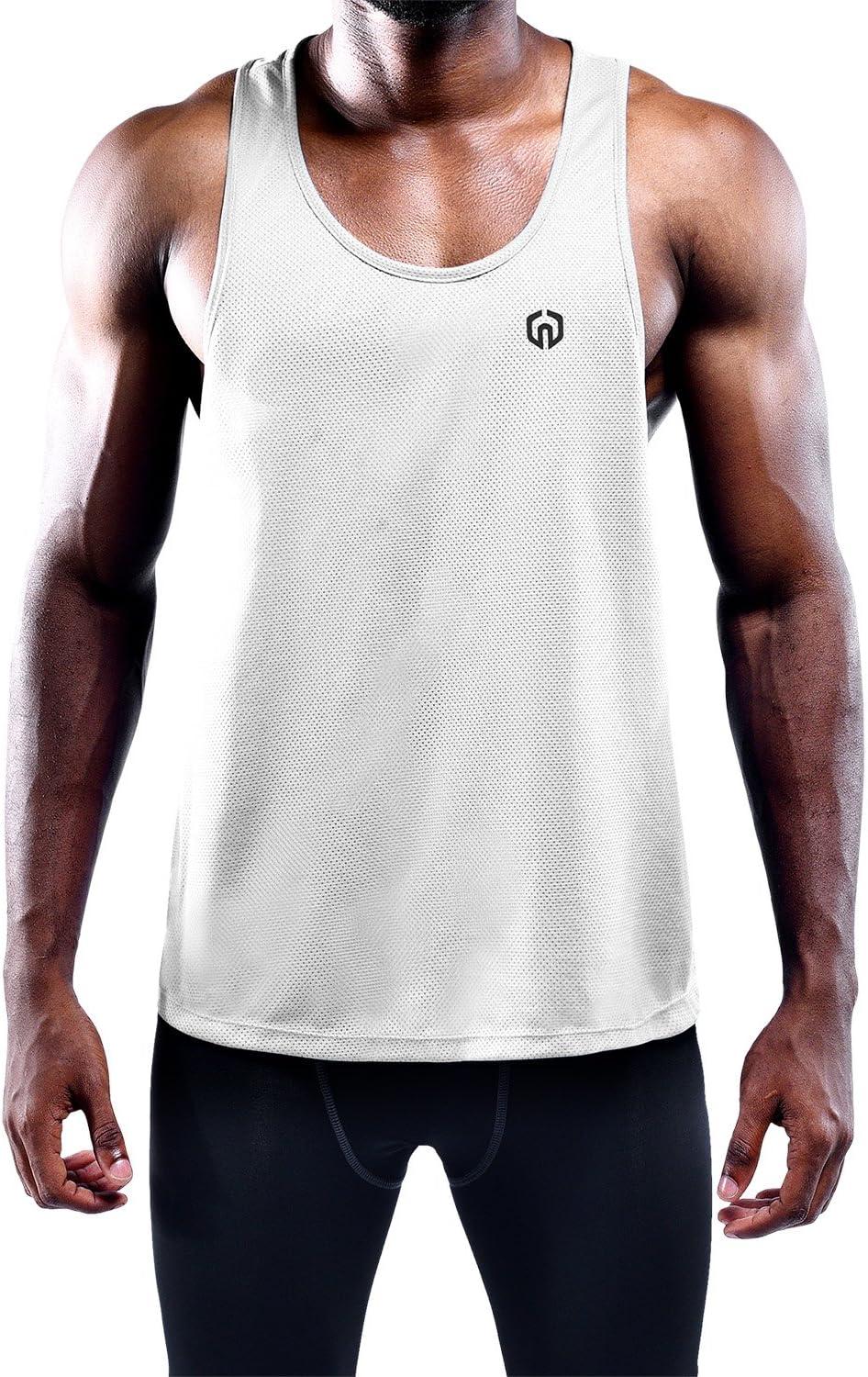 imageNELEUS Mens 3 Pack Dry Fit YBack Muscle Tank Workout Gym Shirt5031 3 Pack Black grey white