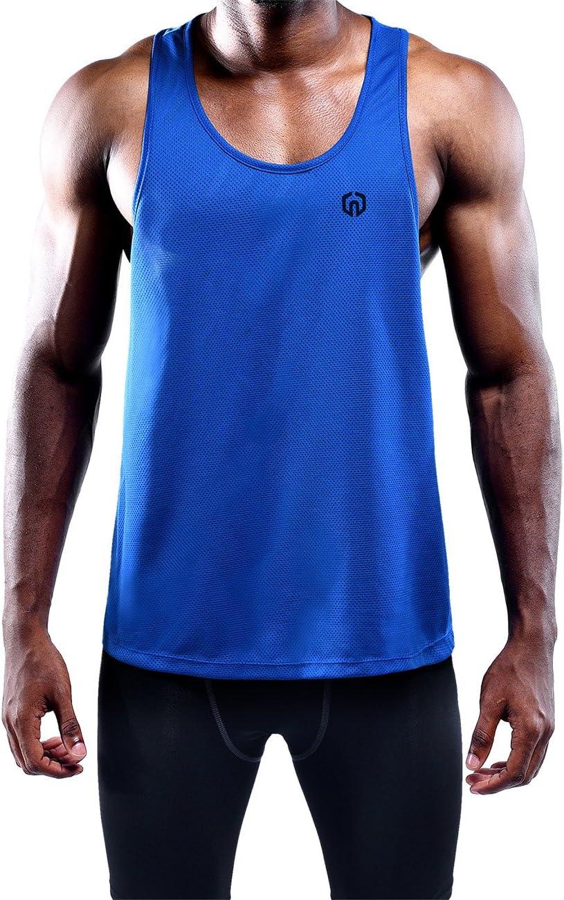 imageNELEUS Mens 3 Pack Dry Fit YBack Muscle Tank Workout Gym Shirt5031 3 Pack Blue red yellow