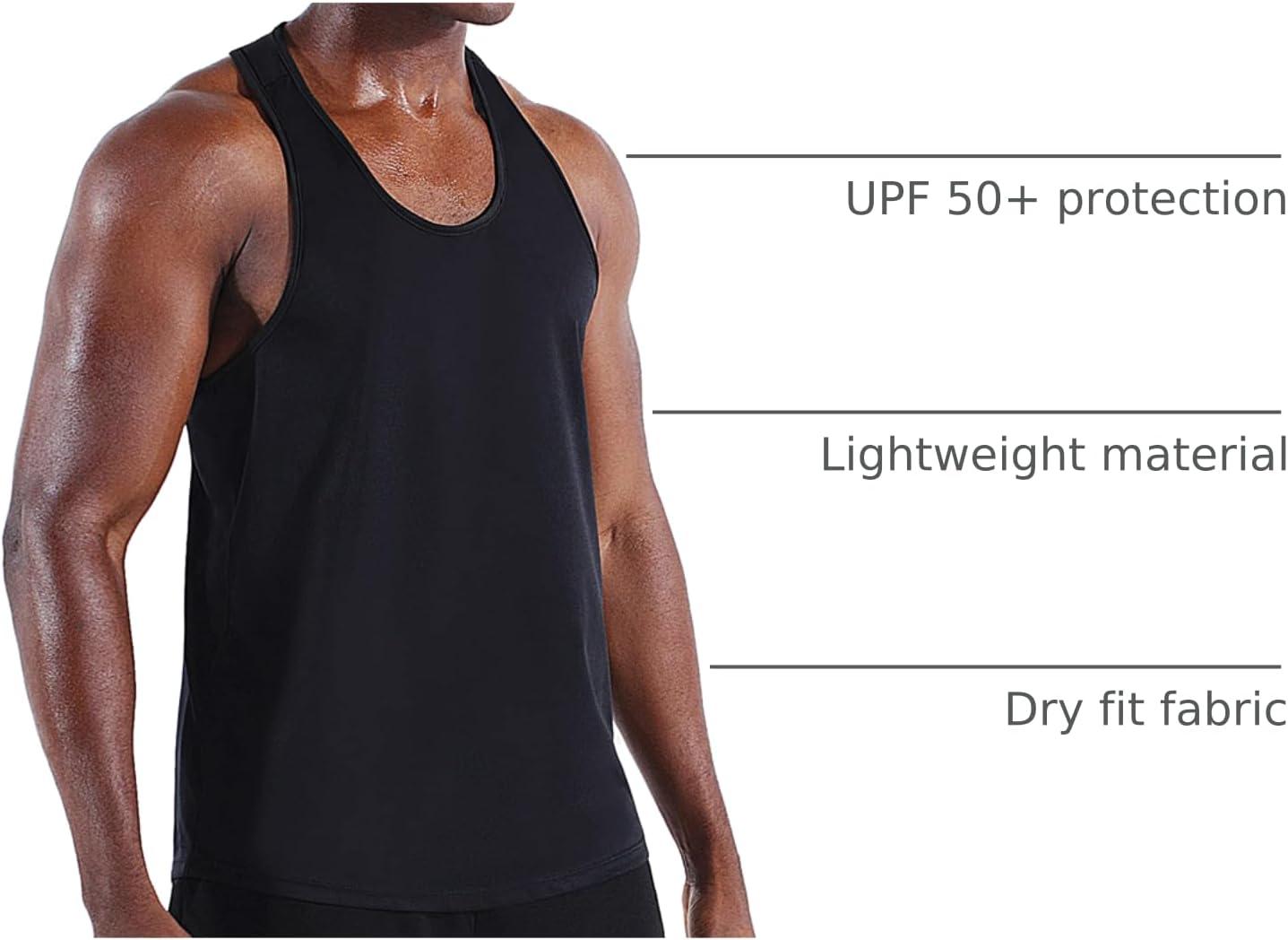 imageNELEUS Mens 3 Pack Dry Fit YBack Muscle Tank Workout Gym Shirt5097 BlackGreyNavy Blue 3 Pack