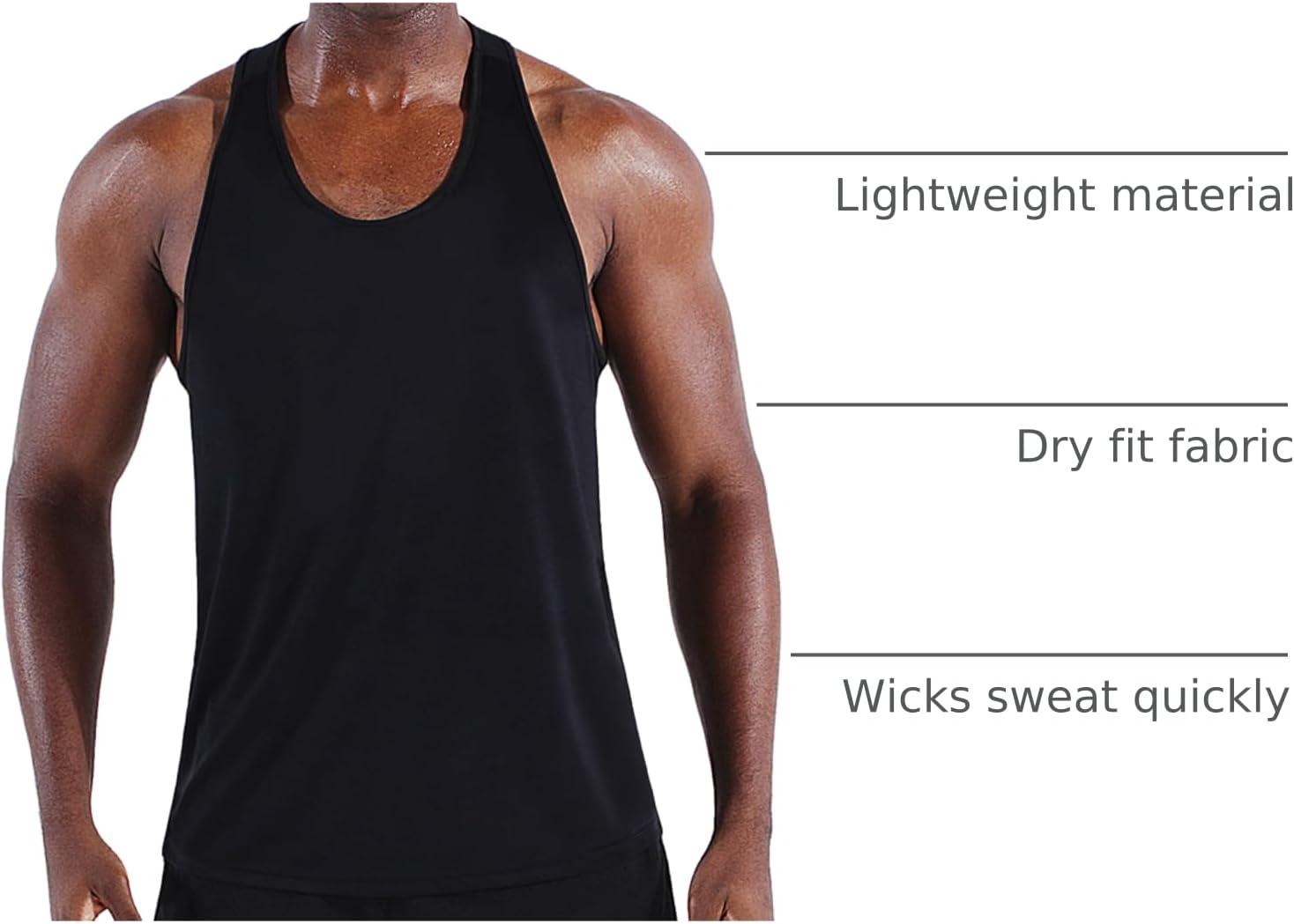 imageNELEUS Mens 3 Pack Dry Fit YBack Muscle Tank Workout Gym Shirt5097 BlackGreyWhite 3 Pack
