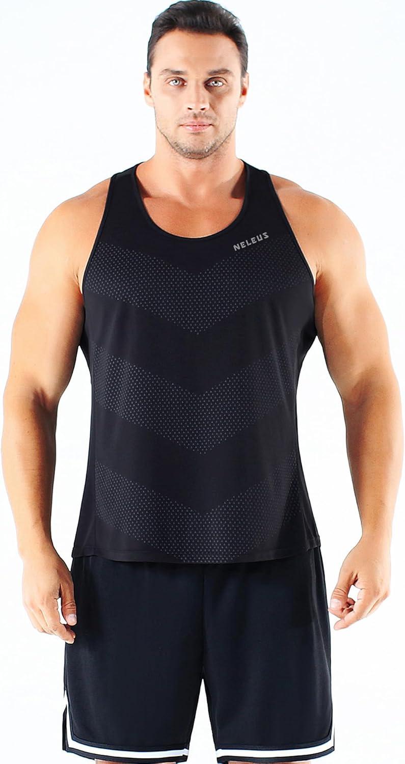 imageNELEUS Mens 3 Pack Dry Fit YBack Muscle Tank Workout Gym Shirt5161 BlackBlackBlack